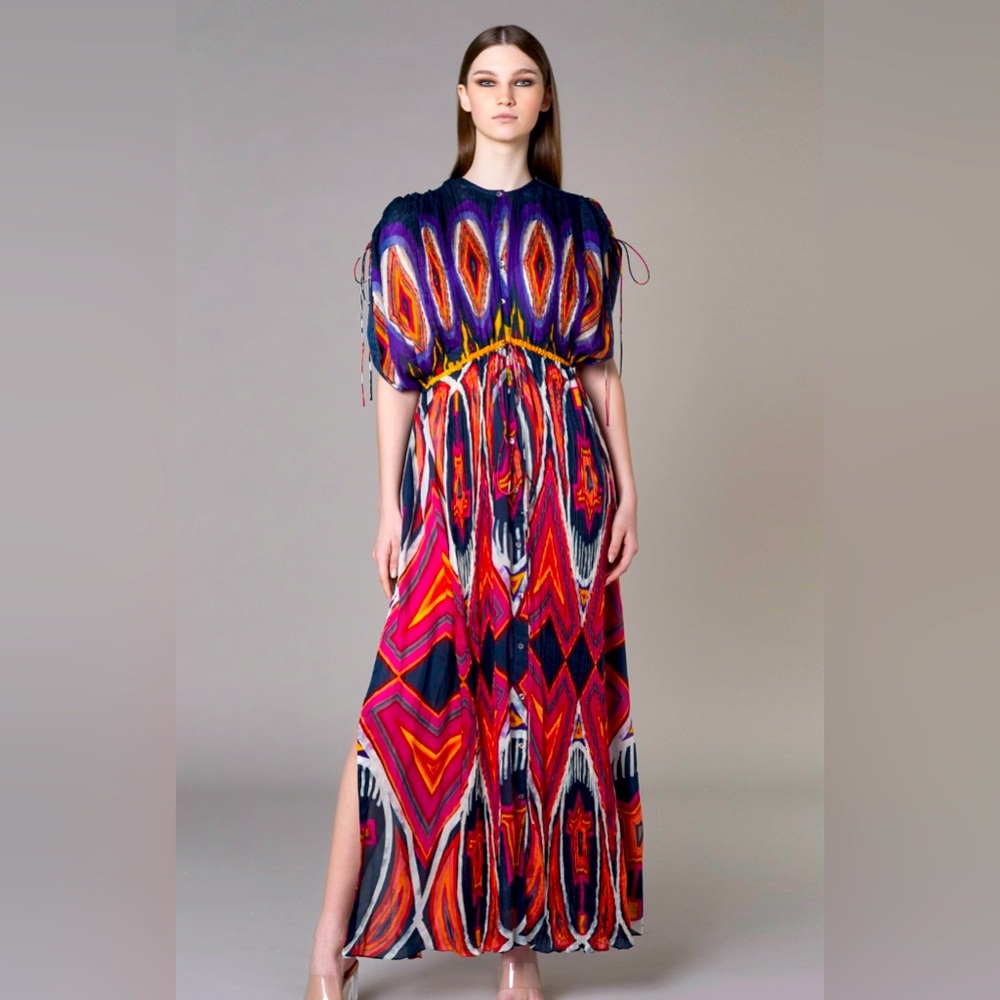 Saaksha and kinni silk printed kaftan Diwali indian Pakistani dress